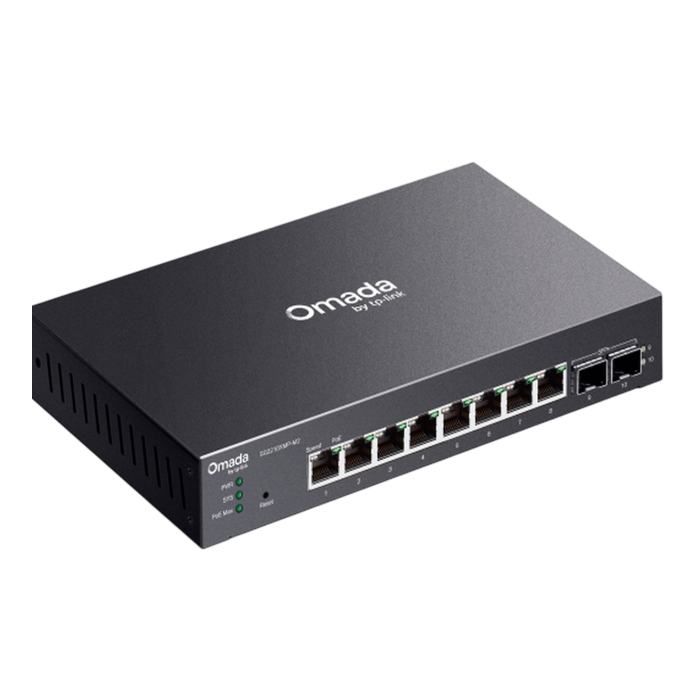 TP-Link Omada SG2210XMP-M2 /  Управляемый PoE-коммутатор Smart с 8 портами 2.5GBASE-T и 2 SFP+ слотами 10G