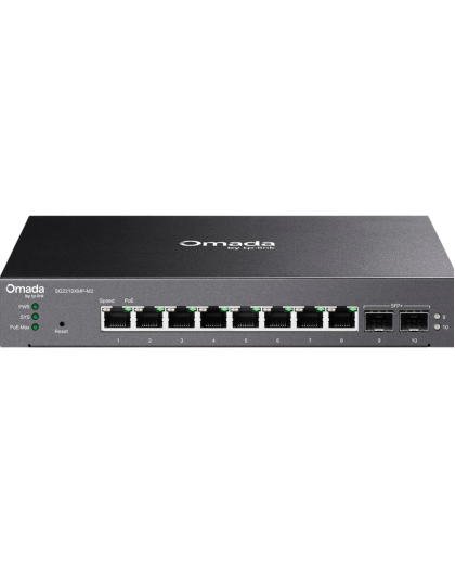 TP-Link Omada SG2210XMP-M2 /  Управляемый PoE-коммутатор Smart с 8 портами 2.5GBASE-T и 2 SFP+ слотами 10G
