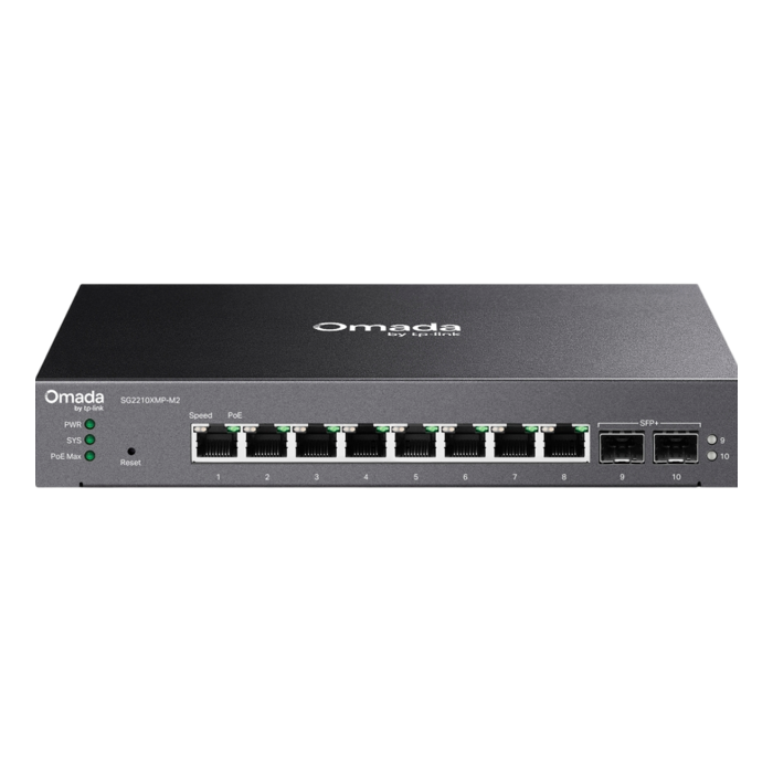 TP-Link Omada SG2210XMP-M2 /  Управляемый PoE-коммутатор Smart с 8 портами 2.5GBASE-T и 2 SFP+ слотами 10G
