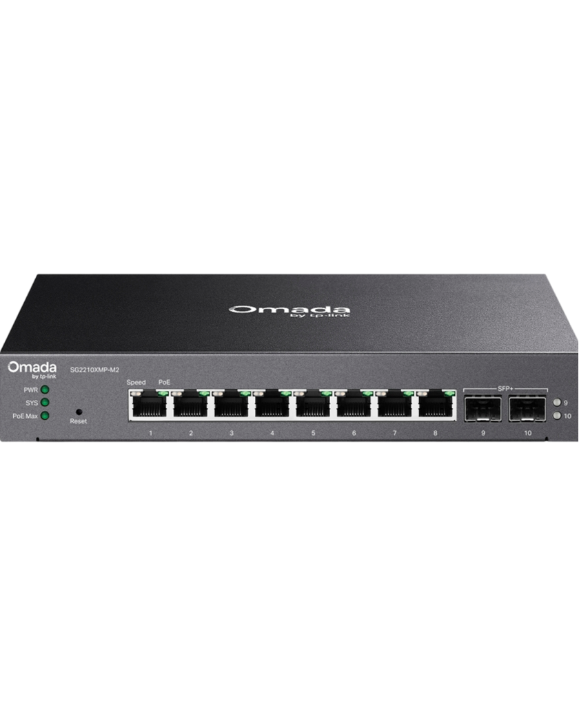 TP-Link Omada SG2210XMP-M2 /  Управляемый PoE-коммутатор Smart с 8 портами 2.5GBASE-T и 2 SFP+ слотами 10G