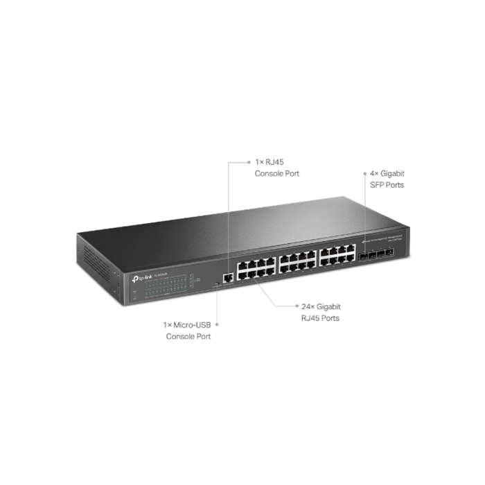 TP-Link Omada SG3428 / Управляемый коммутатор уровня 2+ с 24 гигабитными портами RJ45 и 4 портами SFP