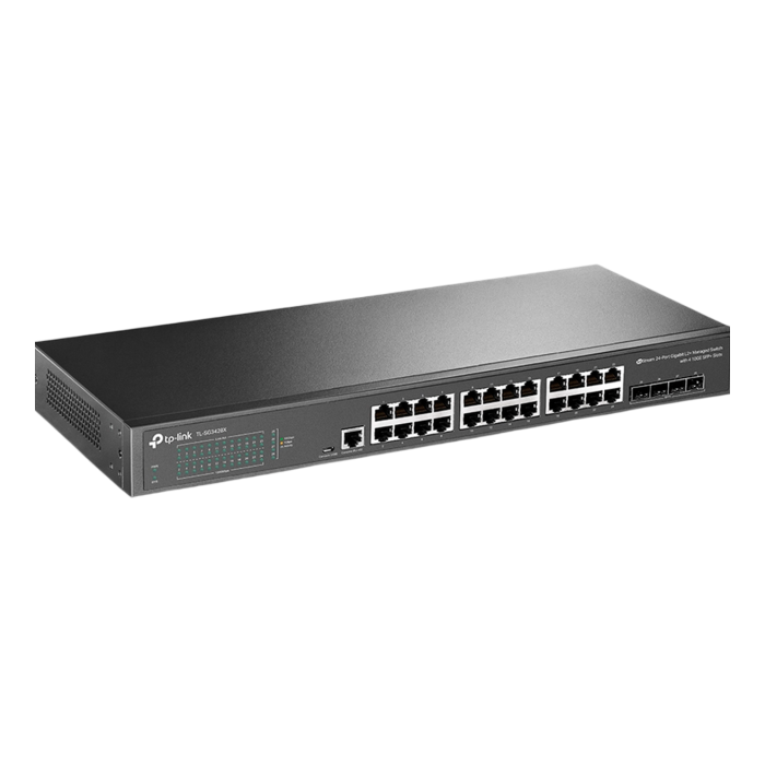 TP-Link Omada SG3428X / 24‑портовый гигабитный управляемый коммутатор L2+ с 4 SFP+ слотами 10G