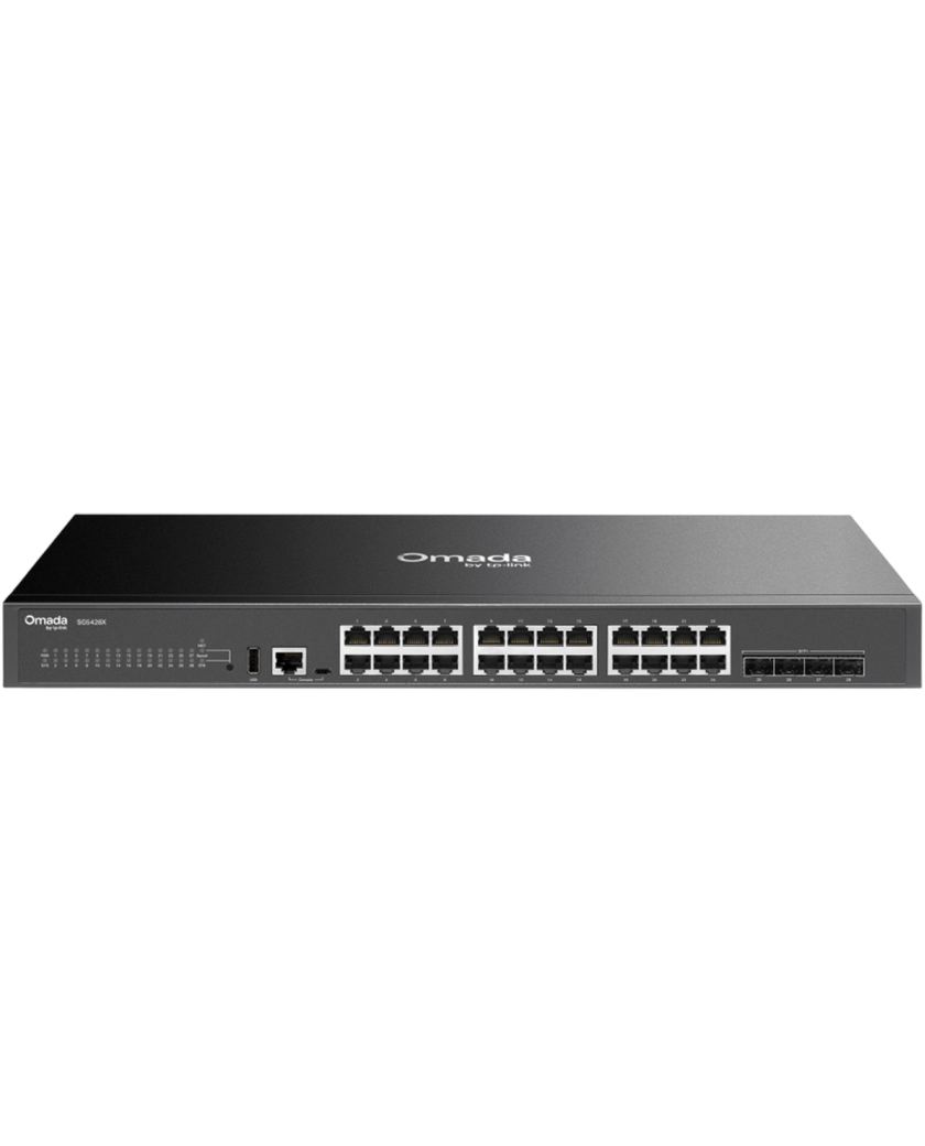 TP-Link Omada SG5428X / 24‑портовый гигабитный стекируемый управляемый коммутатор уровня L3 с 4 SFP+ слотами 10G