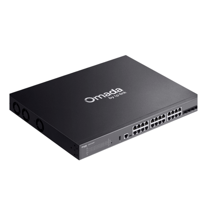 TP-Link Omada SG5428XMPP / 24‑портовый гигабитный стекируемый управляемый РоЕ++ коммутатор уровня L3 с 4 SFP+ слотами 10G