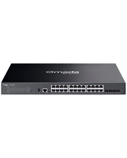 TP-Link Omada SG5428XMPP / 24‑портовый гигабитный стекируемый управляемый РоЕ++ коммутатор уровня L3 с 4 SFP+ слотами 10G