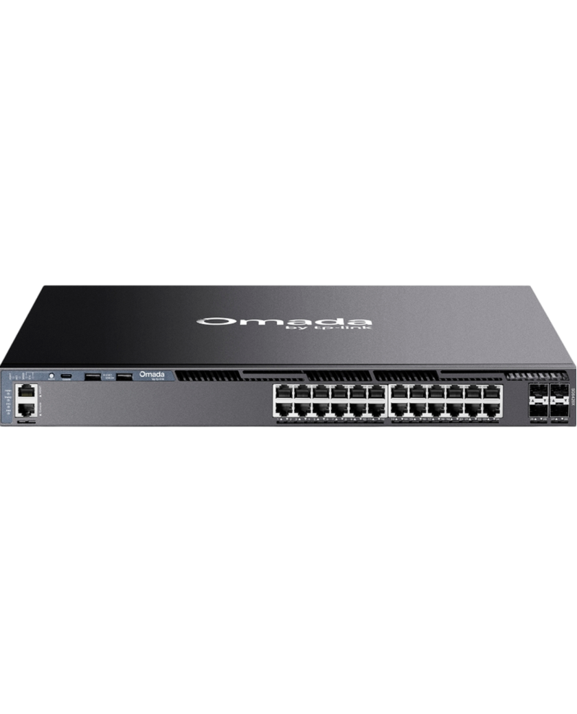 TP-Link Omada SG6428X / 24‑портовый гигабитный стекируемый управляемый коммутатор L3 с 4 SFP+ слотами 10G