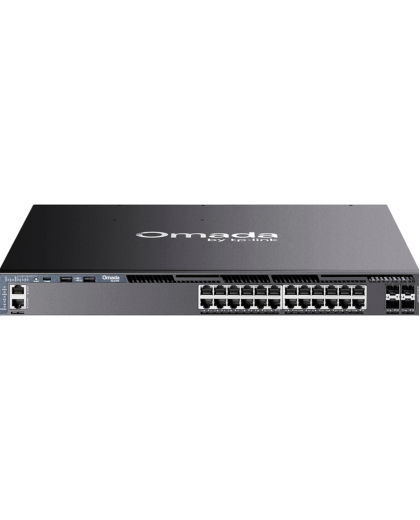 TP-Link Omada SG6428XHP / 24‑портовый гигабитный стекируемый управляемый РоЕ-коммутатор L3 с 4 SFP+ слотами 10G