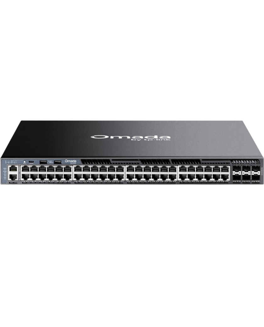 TP-Link Omada SG6654X / 48‑портовый гигабитный стекируемый управляемый коммутатор L3 с 6 SFP+ слотами 10G