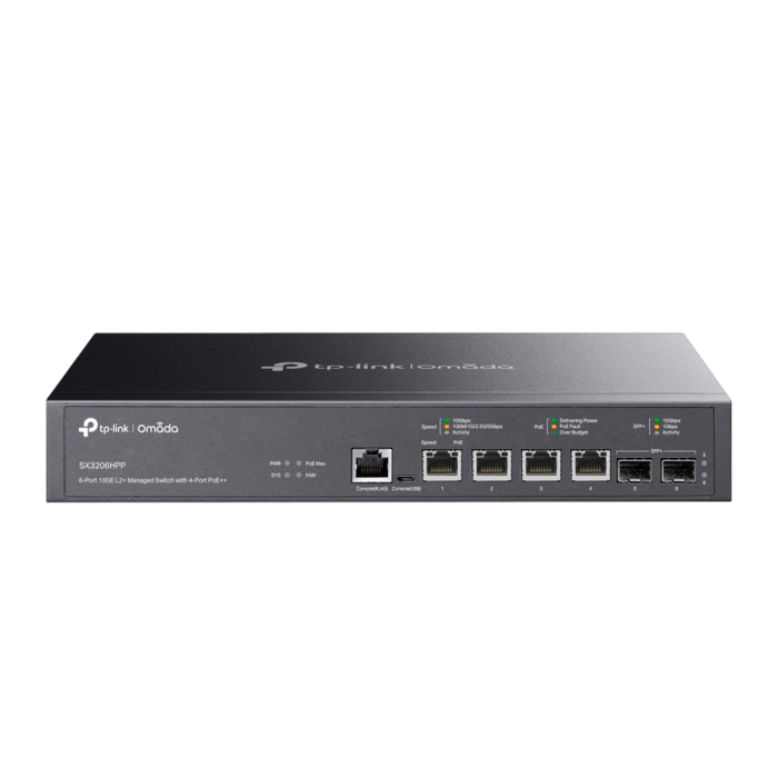 TP-Link Omada SX3206HPP / управляемый РоЕ-коммутатор уровня L2+ c 4 портами PoE++ 10 Гбит/с и 2 портами SFP+