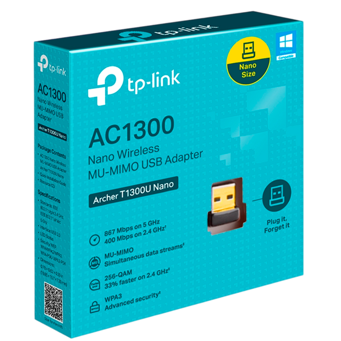 TP-Link Archer T1300U Nano / AC1300 Двухдиапазонный беспроводной MU-MIMO Nano USB-адаптер