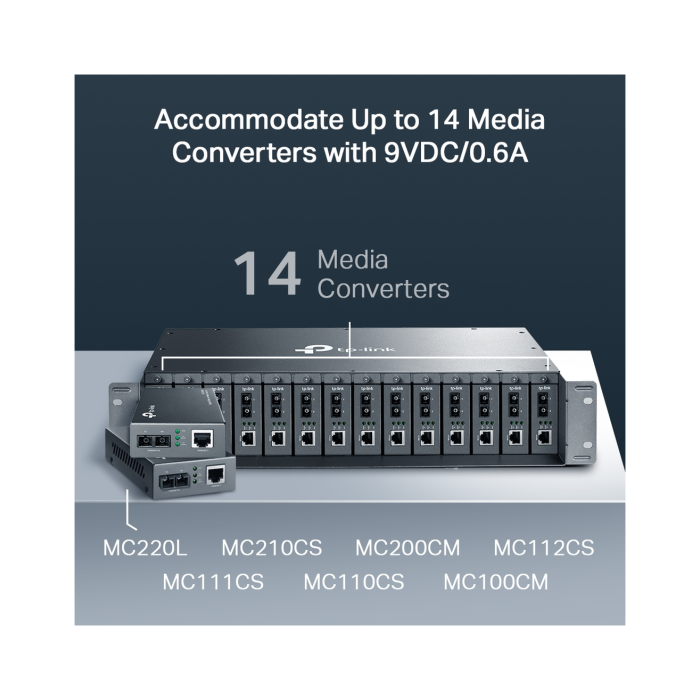 TP-Link TL-MC1400 / 14-слотовое шасси для медиаконвертеров