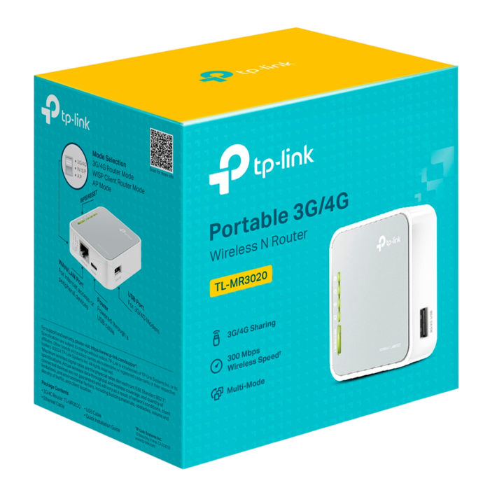 TP-Link TL-MR3020 / N300 Портативный беспроводной маршрутизатор с USB-портом и поддержкой 3G/4G USB-модемов