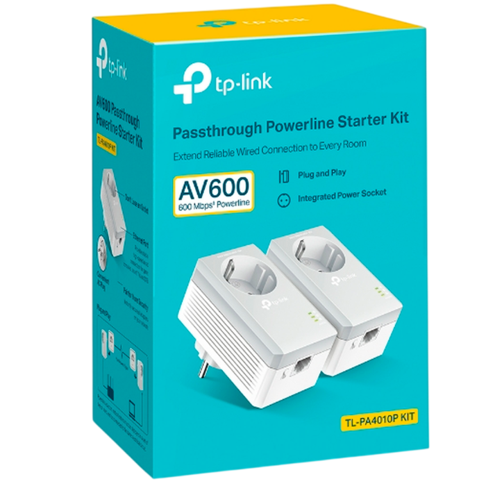 TP-Link TL-PA4010P KIT / AV600 Комплект адаптеров Powerline со встроенной розеткой