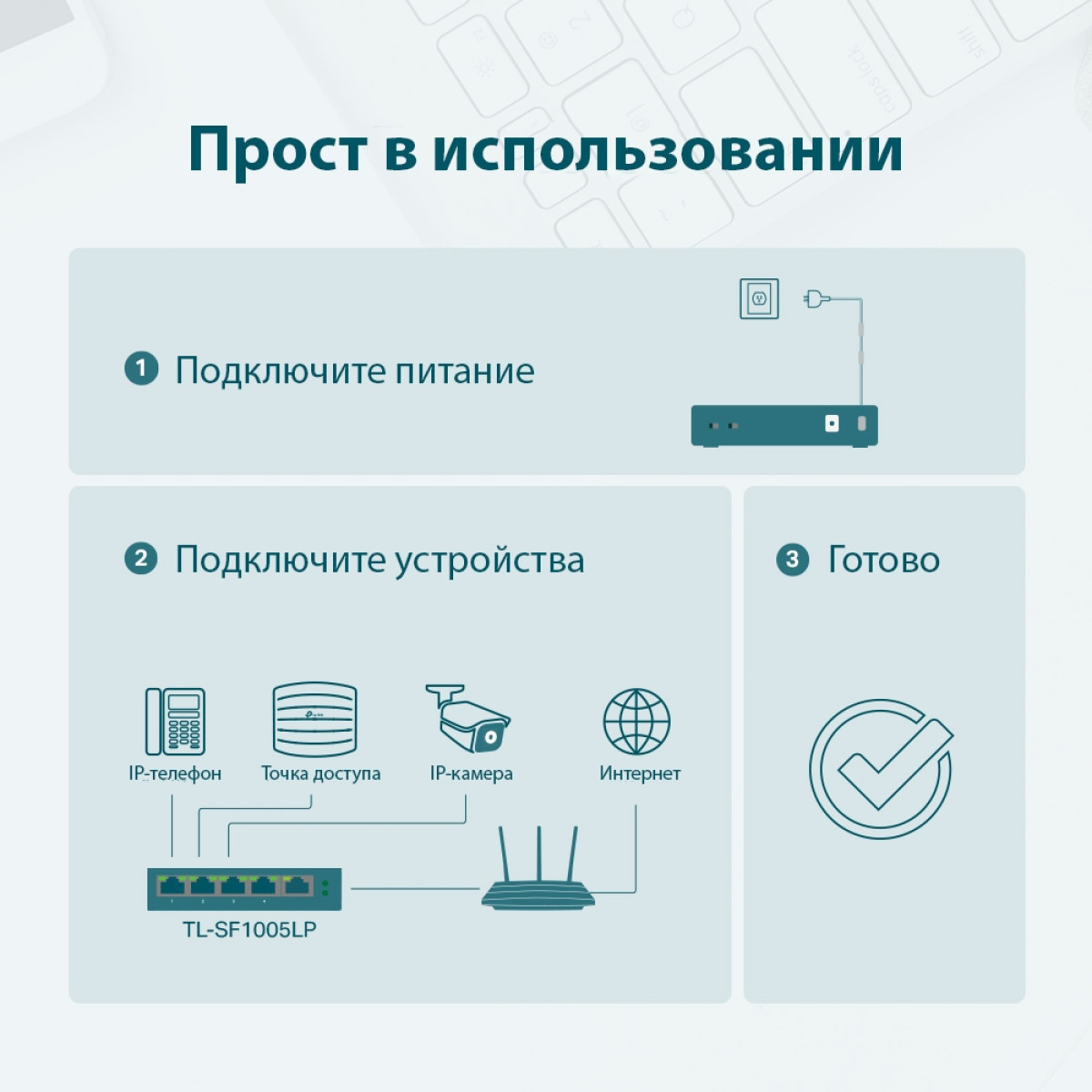 TP-Link TL-SF1005LP / Неуправляемый PoE-коммутатор (4 порта PoE+ 10/100 Мбит/с, 1 порт 10/100 Мбит/с без РоЕ)