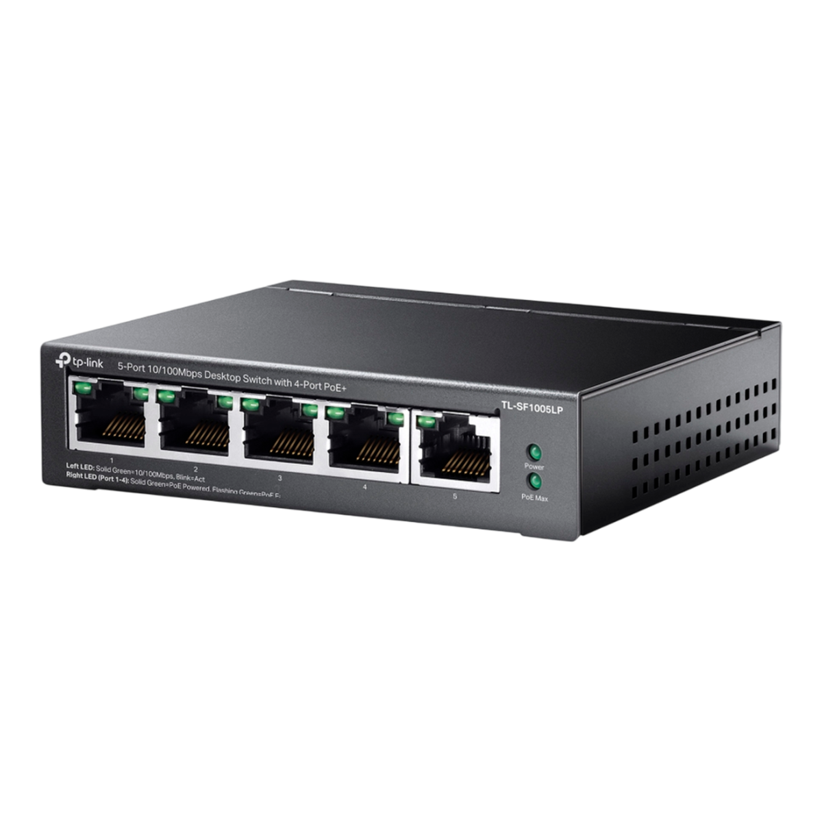 TP-Link TL-SF1005LP / Неуправляемый PoE-коммутатор (4 порта PoE+ 10/100 Мбит/с, 1 порт 10/100 Мбит/с без РоЕ)