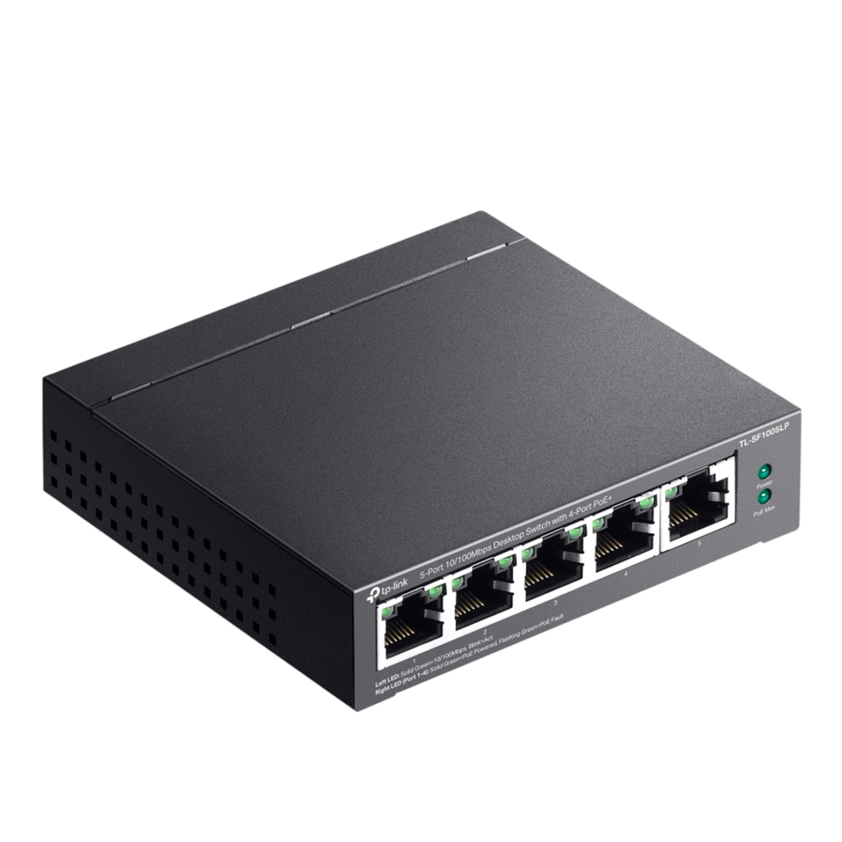 TP-Link TL-SF1005LP / Неуправляемый PoE-коммутатор (4 порта PoE+ 10/100 Мбит/с, 1 порт 10/100 Мбит/с без РоЕ)