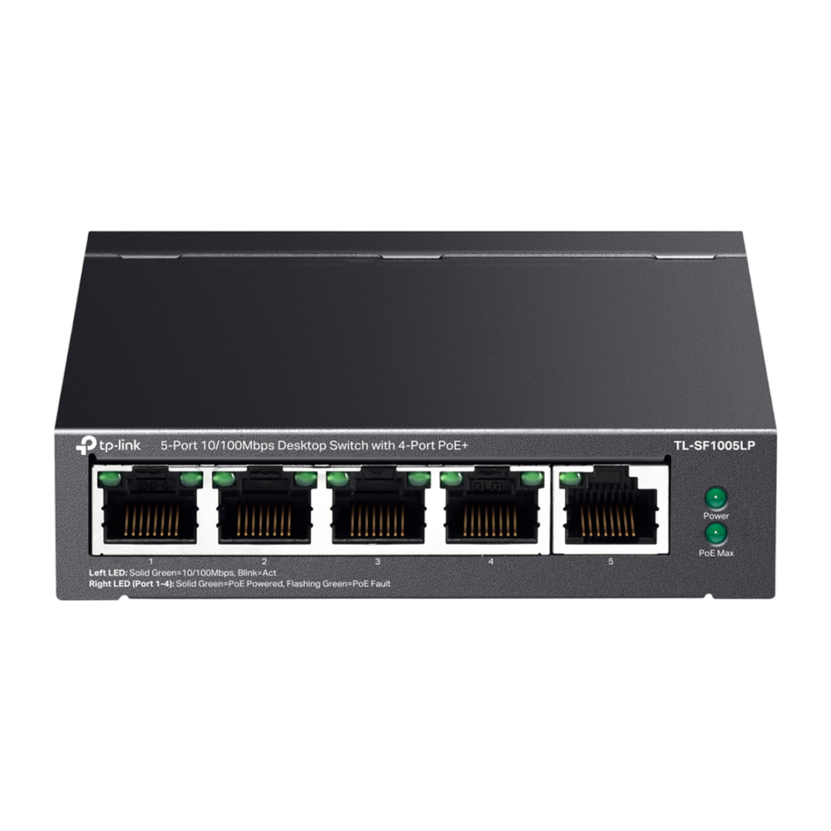 TP-Link TL-SF1005LP / Неуправляемый PoE-коммутатор (4 порта PoE+ 10/100 Мбит/с, 1 порт 10/100 Мбит/с без РоЕ)