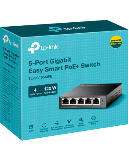 TP-Link TL-SG105MPE / Easy Smart гигабитный 5-портовый PoE-коммутатор (4 порта PoE+ и 1 порт без РоЕ)
