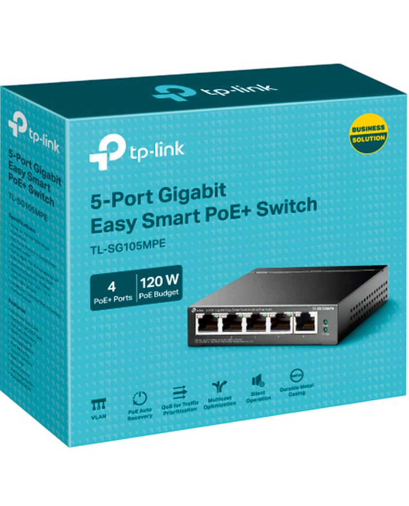 TP-Link TL-SG105MPE / Easy Smart гигабитный 5-портовый PoE-коммутатор (4 порта PoE+ и 1 порт без РоЕ)