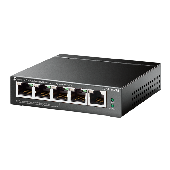 TP-Link TL-SG105MPE / Easy Smart гигабитный 5-портовый PoE-коммутатор (4 порта PoE+ и 1 порт без РоЕ)