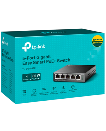 TP-Link TL-SG105PE / Easy Smart гигабитный 5-портовый PoE-коммутатор (4 порта PoE+ и 1 порт без РоЕ)