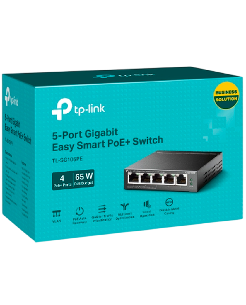 TP-Link TL-SG105PE / Easy Smart гигабитный 5-портовый PoE-коммутатор (4 порта PoE+ и 1 порт без РоЕ)
