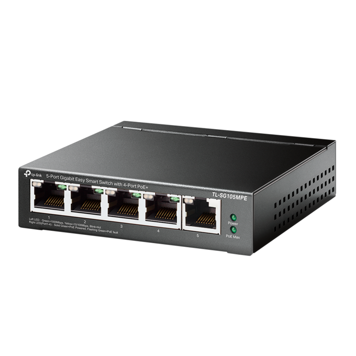 TP-Link TL-SG105PE / Easy Smart гигабитный 5-портовый PoE-коммутатор (4 порта PoE+ и 1 порт без РоЕ)