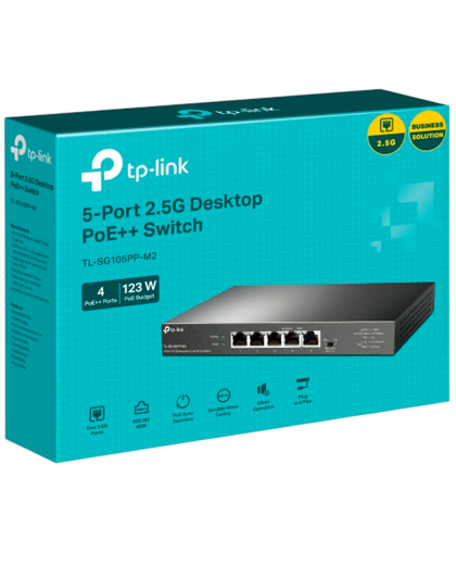 TP-Link TL-SG105PP-M2 / Неуправляемый мультигигабитный (2.5G) 5-портовый PoE-коммутатор (4 порта PoE+, 1 порт без РоЕ)