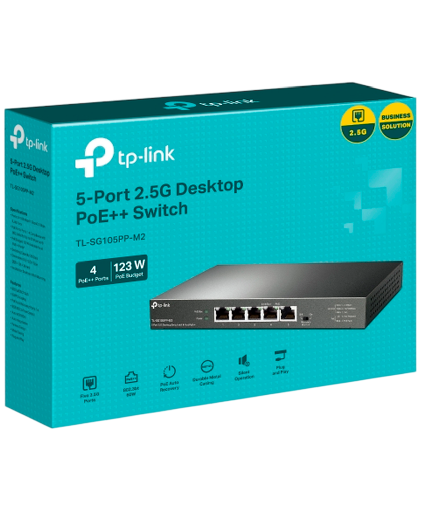 TP-Link TL-SG105PP-M2 / Неуправляемый мультигигабитный (2.5G) 5-портовый PoE-коммутатор (4 порта PoE+, 1 порт без РоЕ)
