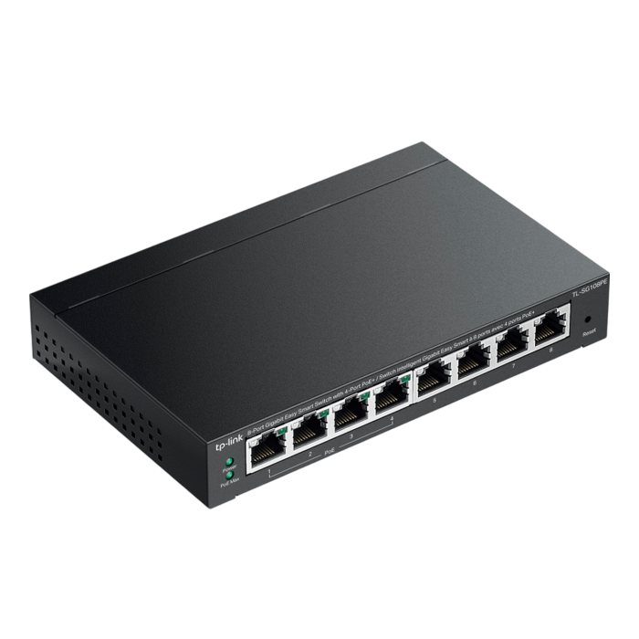 TP-Link TL-SG108PE / Easy Smart гигабитный 8-портовый PoE-коммутатор (4 порта PoE+ и 4 порта без РоЕ)