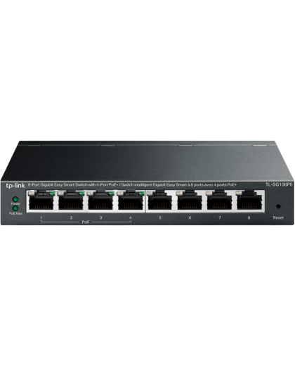 TP-Link TL-SG108PE / Easy Smart гигабитный 8-портовый PoE-коммутатор (4 порта PoE+ и 4 порта без РоЕ)