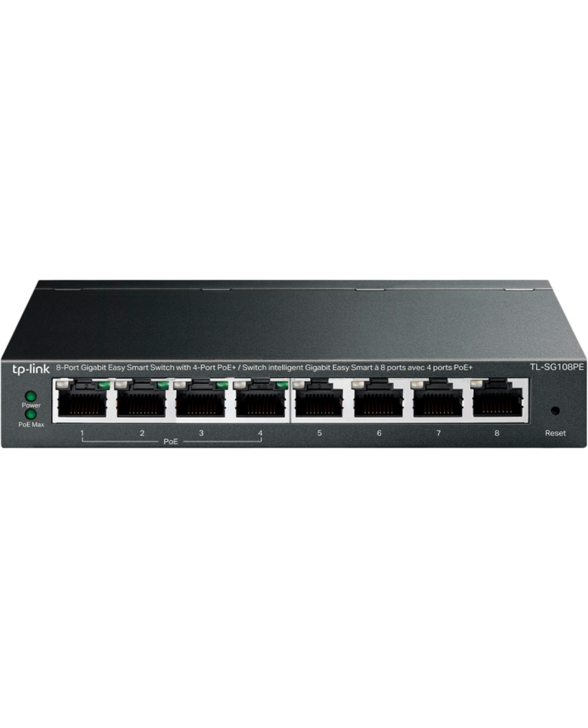 TP-Link TL-SG108PE / Easy Smart гигабитный 8-портовый PoE-коммутатор (4 порта PoE+ и 4 порта без РоЕ)