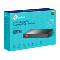 TP-Link TL-SG1210P / Неуправляемый гигабитный 10-портовый PoE-коммутатор (8 портов PoE+, 1 порт без РоЕ и 1 слот SFP)