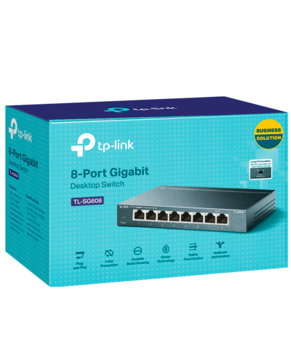 TP-Link TL-SG608P / Нуправляемый гигабитный коммутатор с 8 портами и поддержкой PoE+ с 4 портами