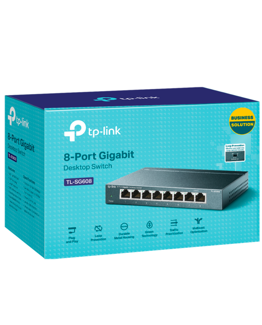 TP-Link TL-SG608P / Нуправляемый гигабитный коммутатор с 8 портами и поддержкой PoE+ с 4 портами