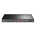 TP-Link TL-SL1218MP / Неуправляемый PoE-коммутатор (16 портов PoE+ 10/100 Мбит/с, 2 гигабитных порта без PoE и 2 слота SFP)