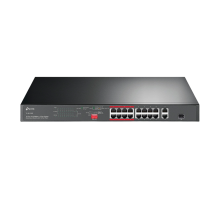 TP-Link TL-SL1218P / Неуправляемый PoE-коммутатор (16 портов PoE+ 10/100 Мбит/с, 1 гигабитный порт без PoE и 1 Combo-порт RJ45/SFP)