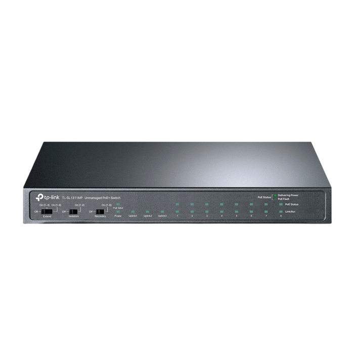 TP-Link TL-SL1311MP / Неуправляемый PoE-коммутатор (8 портов PoE+ 10/100 Мбит/с, 2 гигабитных порта без РоЕ и 1 слот SFP)