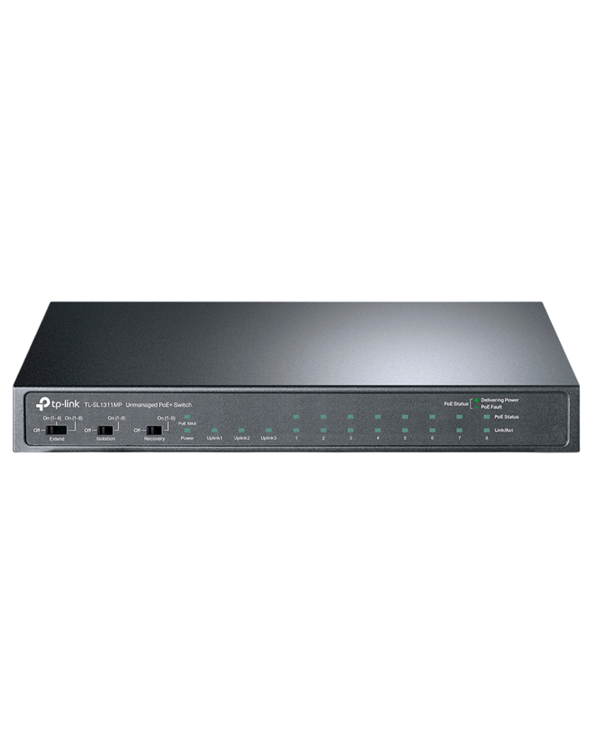 TP-Link TL-SL1311MP / Неуправляемый PoE-коммутатор (8 портов PoE+ 10/100 Мбит/с, 2 гигабитных порта без РоЕ и 1 слот SFP)