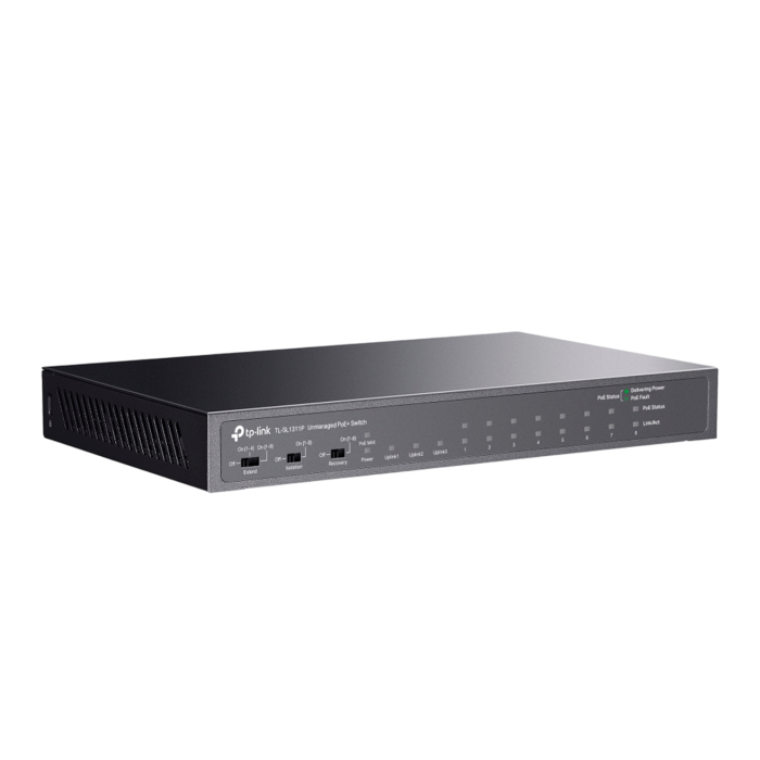 TP-Link TL-SL1311P / Неуправляемый PoE-коммутатор (8 портов PoE+ 10/100 Мбит/с, 2 гигабитных порта без РоЕ и 1 слот SFP)