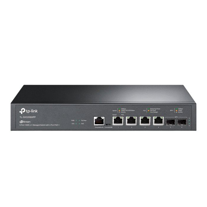 TP-Link TL-SX3206HPP / Управляемый коммутатор JetStream с 6 портами 10GE L2+ и 4 портами PoE++