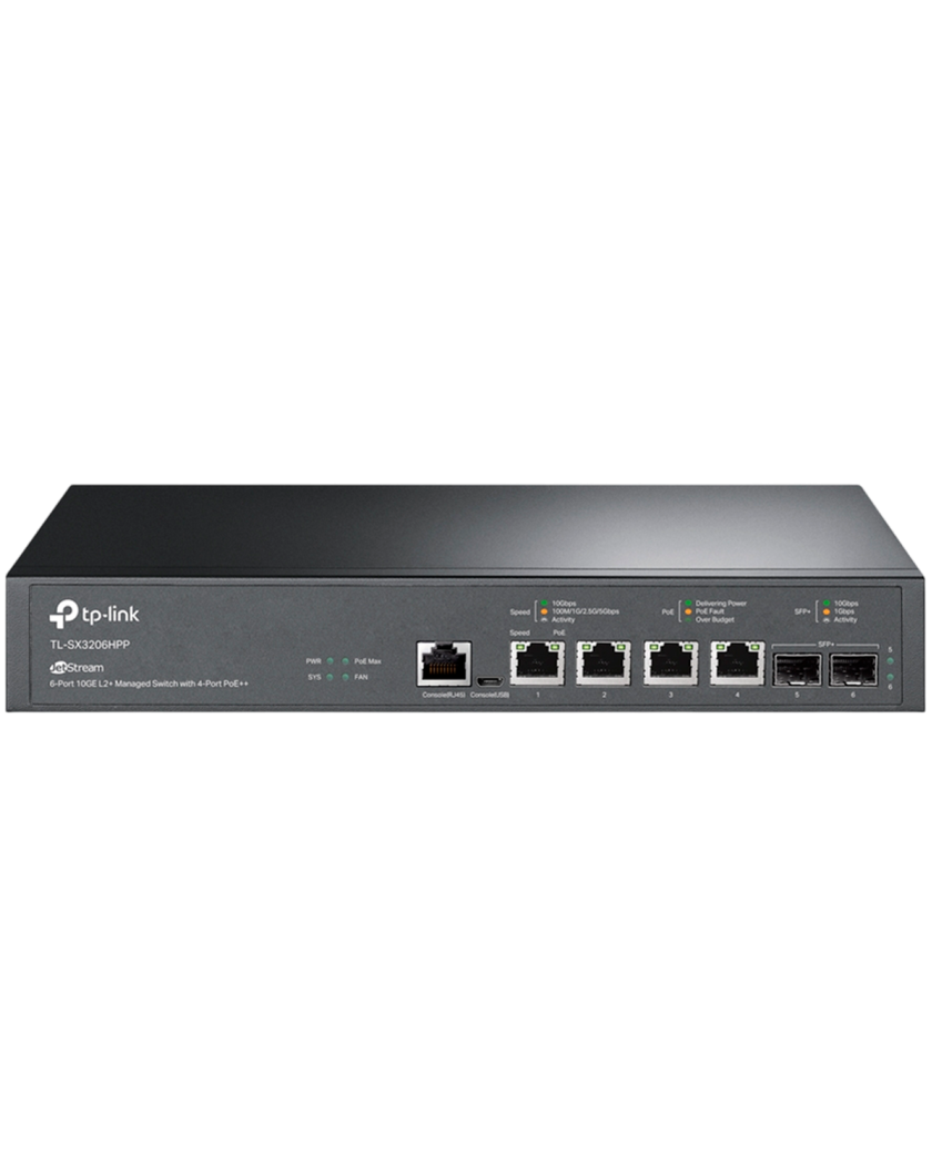 TP-Link TL-SX3206HPP / Управляемый коммутатор JetStream с 6 портами 10GE L2+ и 4 портами PoE++