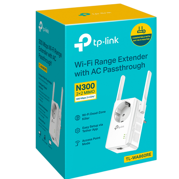 TP-Link TL-WA860RE / N300 Усилитель сигнала Wi-Fi со встроенной розеткой