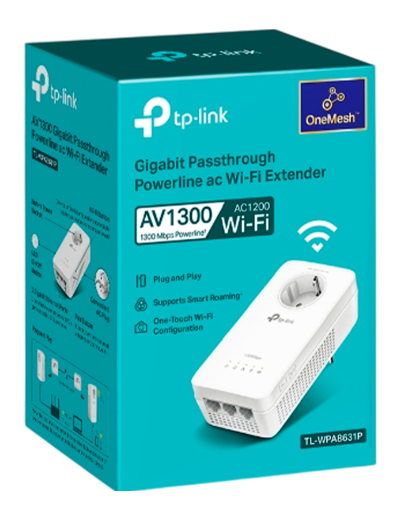 TP-Link TL-WPA8631P / AV1300 Гигабитный Powerline-адаптер с Wi-Fi и встроенной розеткой
