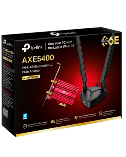 TP-Link Archer TXE75E / AXE5400 Треххдиапазонный беспроводной PCIe-адаптер Wi-Fi 6E с поддержкой Bluetooth 5.3