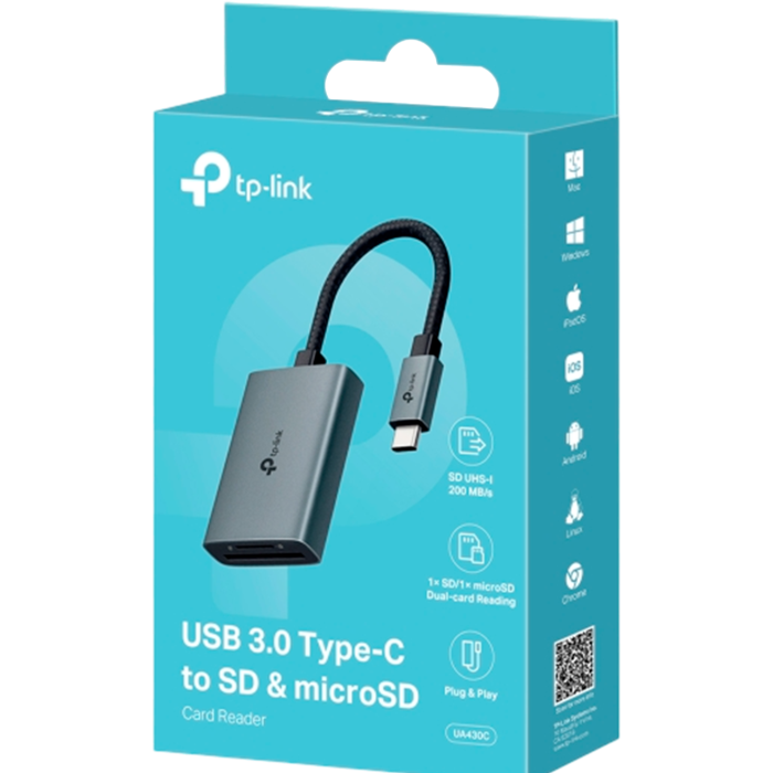 TP-Link UA430C / Кардридер USB 3.0 Type-С со слотами SD / microSD 3.0