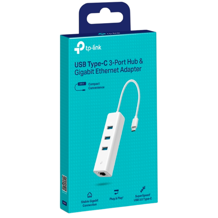TP-Link UE330C / HUB 3-портовый USB 3.0 Type-C с гигабитным Ethernet-адаптером