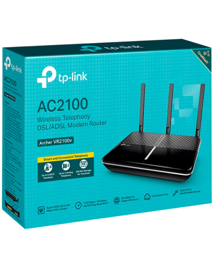 TP-Link Archer VR2100v / AC2100 Беспроводной гигабитный телефонный маршрутизатор со встроенным модемом VDSL/ADSL2+