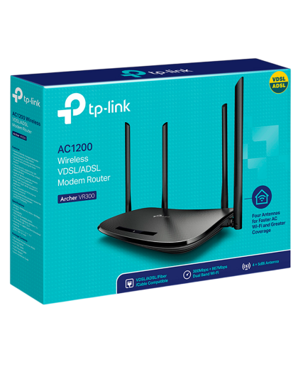 TP-Link Archer VR300 / AC1200 Беспроводной двухдиапазонный маршрутизатор со встроенным VDSL/ADSL-модемом