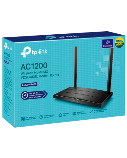 TP-Link Archer VR400 / AC1200 Беспроводной двухдиапазонный маршрутизатор со встроенным VDSL/ADSL-модемом и USB-портом